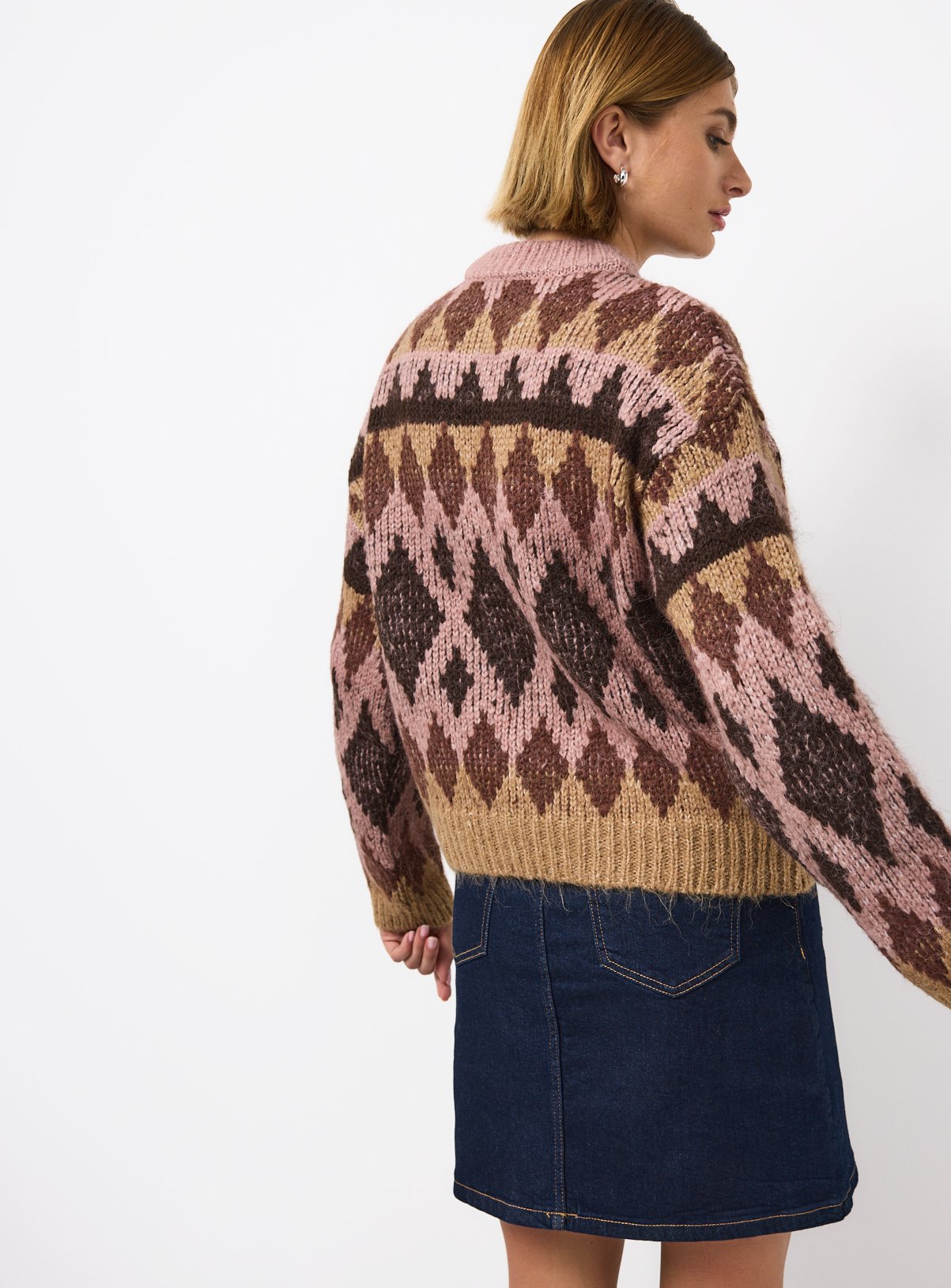 Diamond Fairisle Knitted Crew Jumper 18 - Image 4 thumbnail
